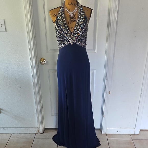 Tony Bowls Midnight Blue Sequin Dress - Picture 1 of 10